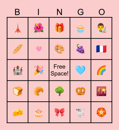 Paris Bingo Card