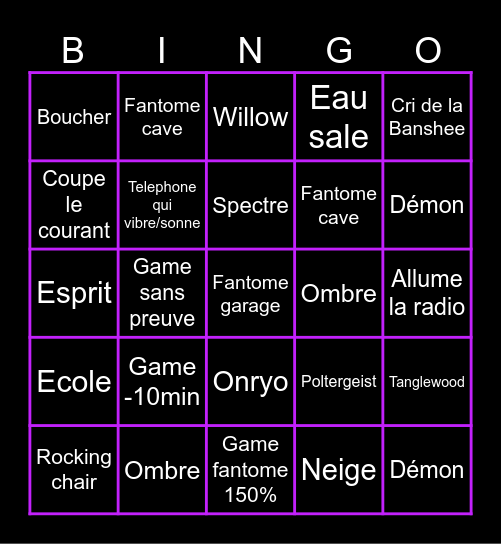 BINGO PHASMO Bingo Card