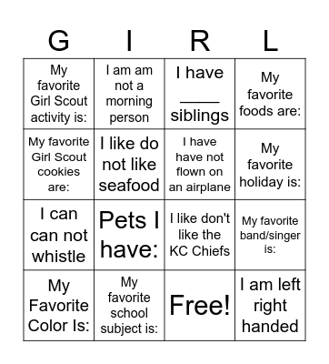 Get to Know Each Other Bingo Card