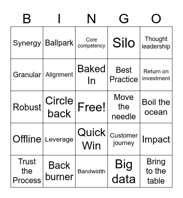 Buzzword Bingo Card