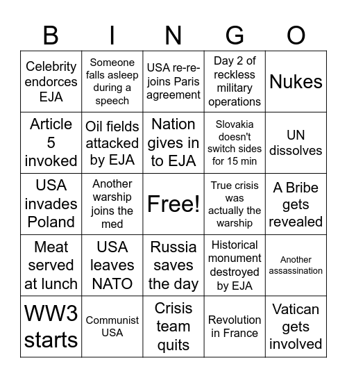 MUC Bingo Card