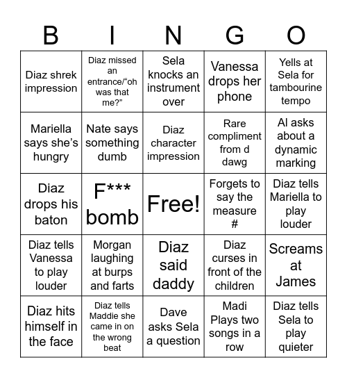 Shrek Pit Bingo Card