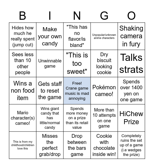 Fav Lil guy play game Bingo Card