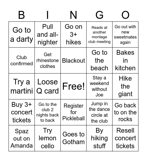 2 Semester Bingo Card