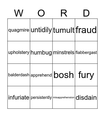 Vocabulary Bingo Card