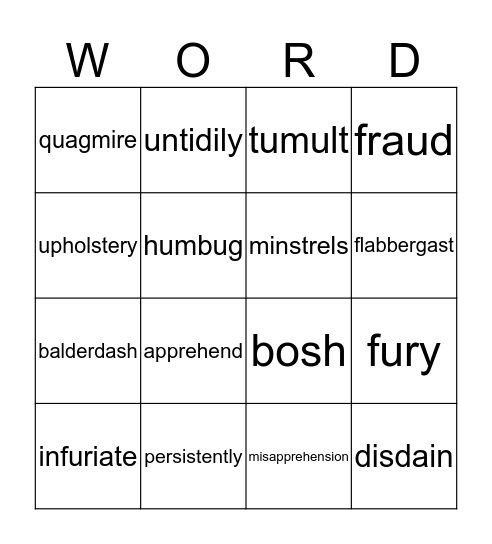 Vocabulary Bingo Card