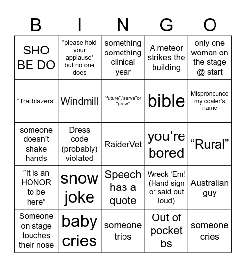 White Coat Ceremony! Bingo Card