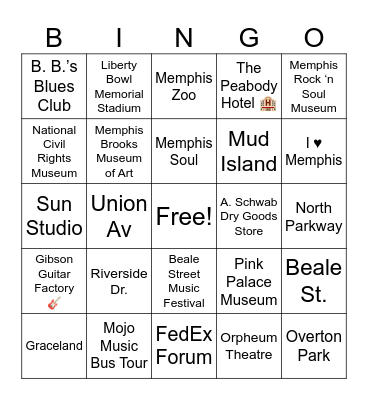 Memphis Bingo Card