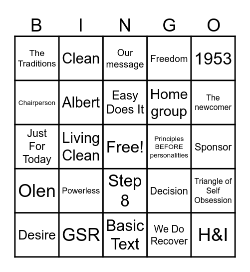 No Matter What Bingo Card