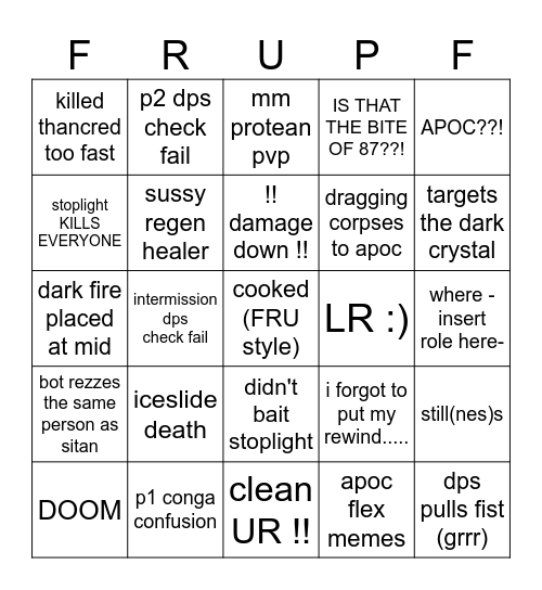 FRU BINGO Card