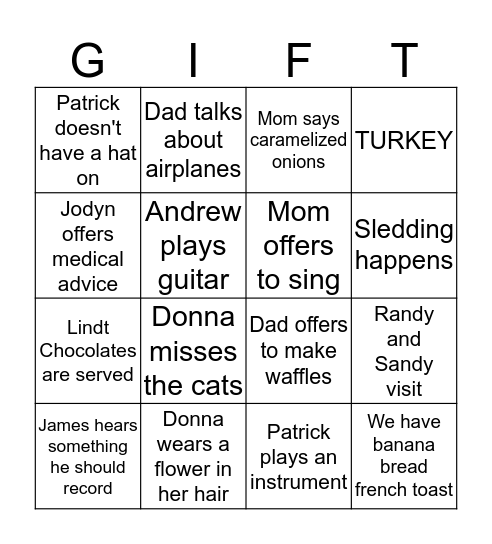 Neves Christmas Bingo Card