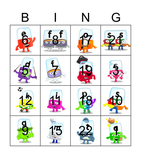 Alphablocks Phase 2 Bingo Card