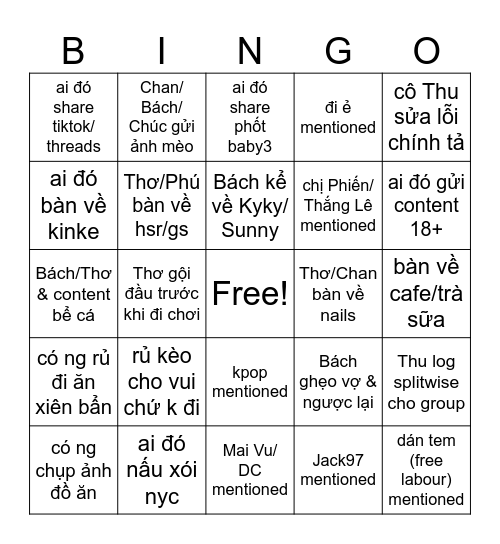 hội xiên bẩn Bingo Card