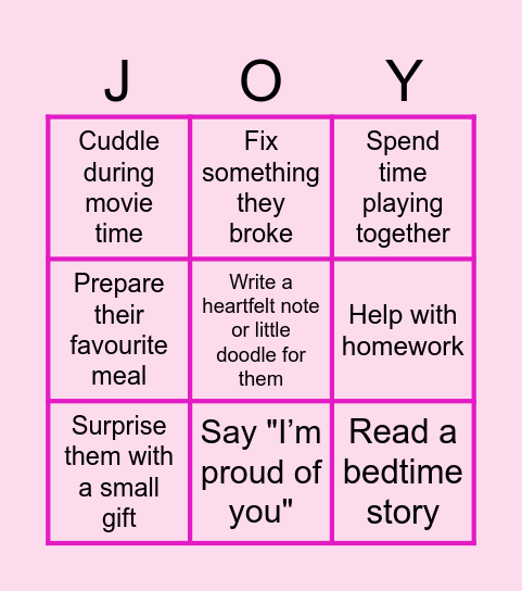 LOVE LANGUAGE BINGO Card