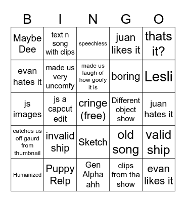 bfdi animation bingo Card