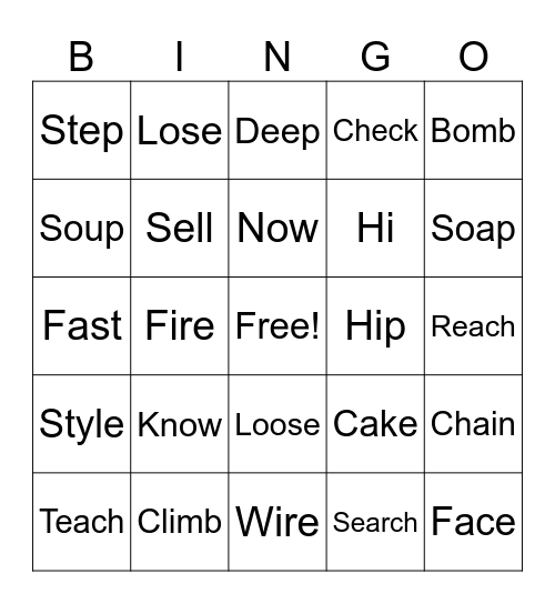 Pronunciation bingo Card