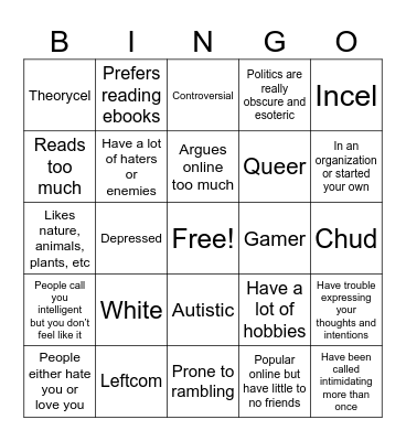 How similar are you to Bingo Card