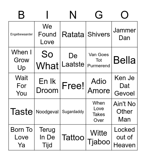 Muziekbingo Card