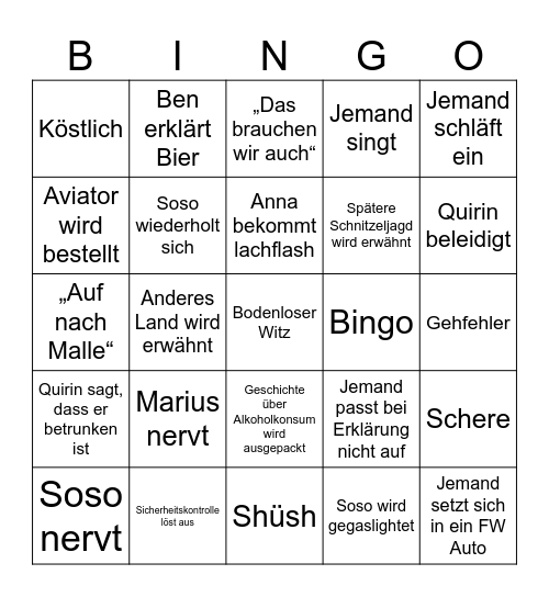Feuerwehr Bingo Card