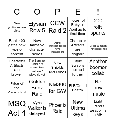 GBF 11th Anni Bingo Card