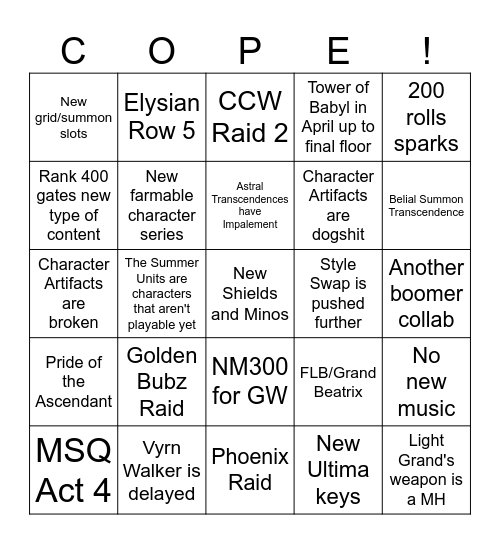 GBF 11th Anni Bingo Card