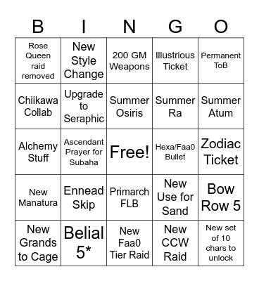 U Bingo Card