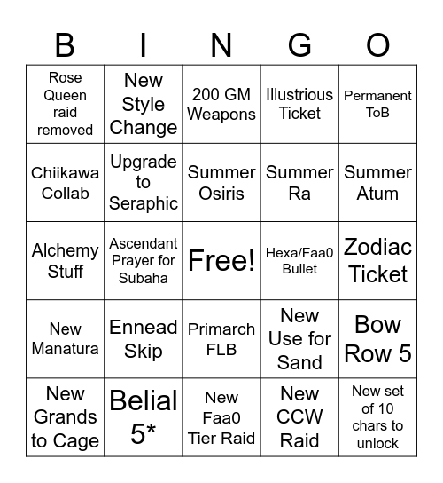 U Bingo Card