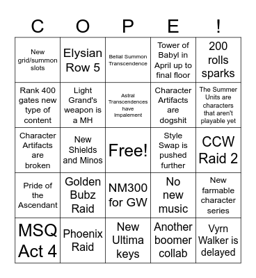 GBF 11th Anni Bingo Card