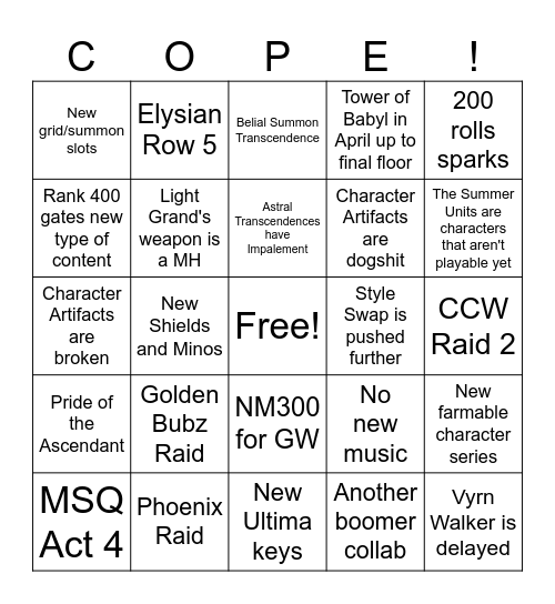 GBF 11th Anni Bingo Card