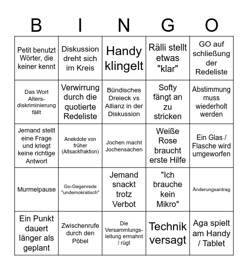 Top Secret Bingo Card