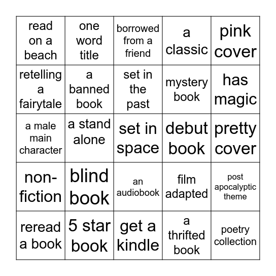 Book Bingo Card