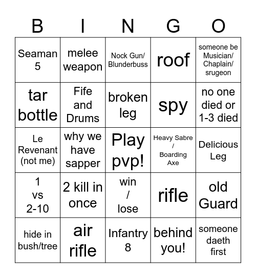gut and blackpower Pvp Bingo Card