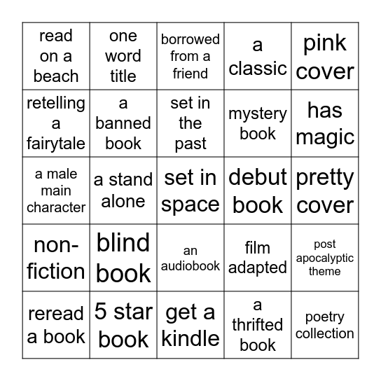 Book Bingo Card