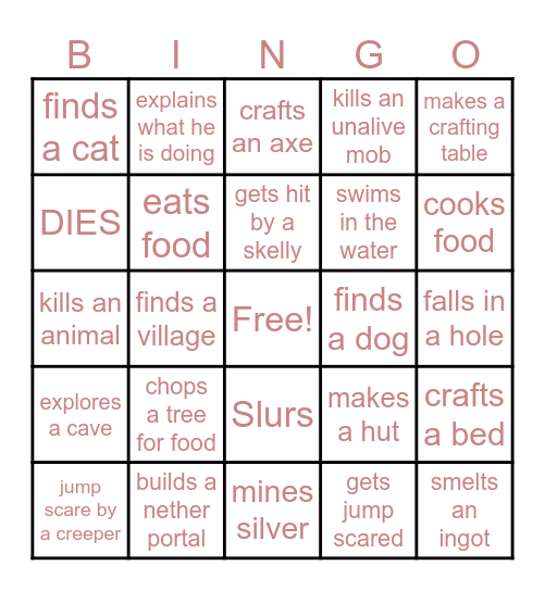 mc bingo Card