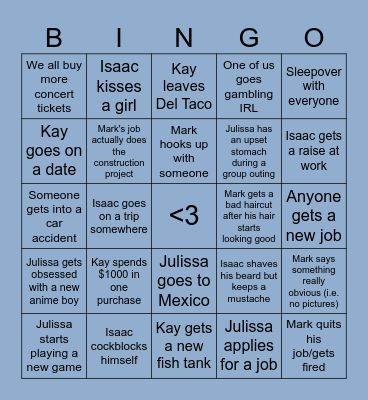 Fourjoshis Bingo Card