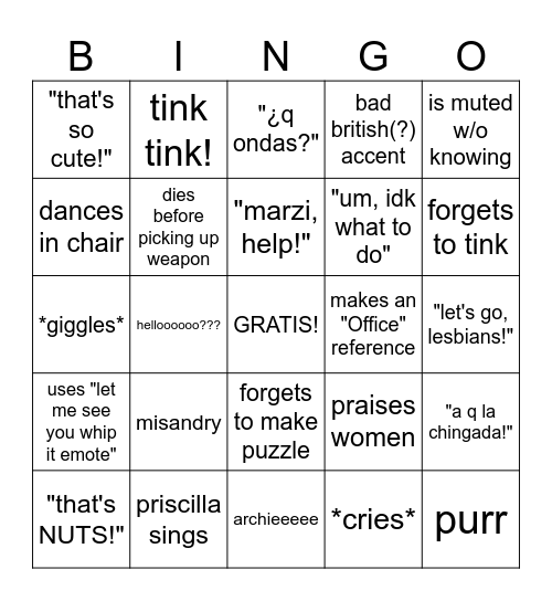 xenia's birthday bash Bingo Card