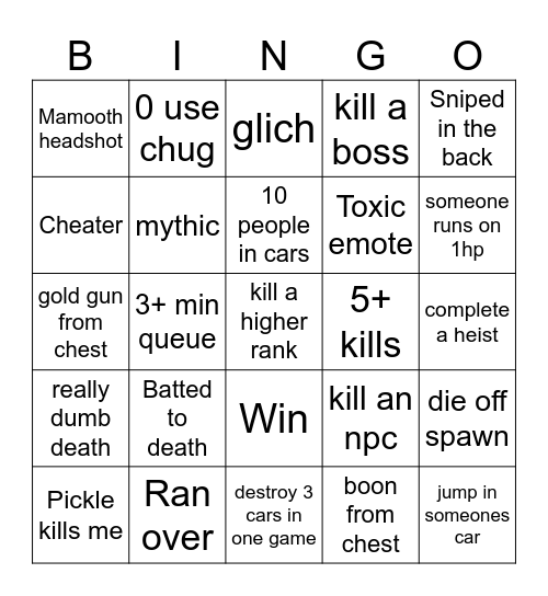 Untitled Bingo Card
