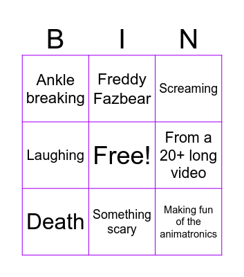 AiminOC Shorts Bingo Card