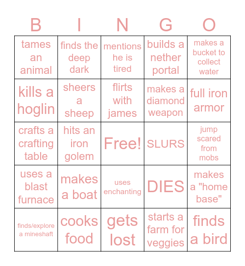 mc bingo Card