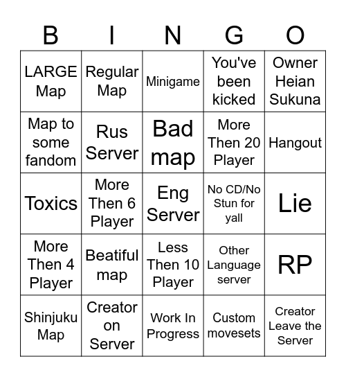 JJS bingo Card