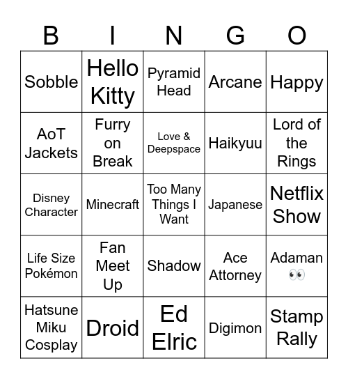 Power Con 2025 Bingo Card