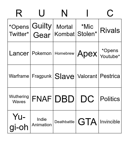 Myst Bingo Card