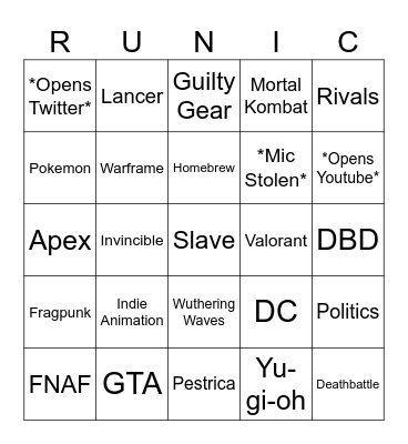 Myst Bingo Card