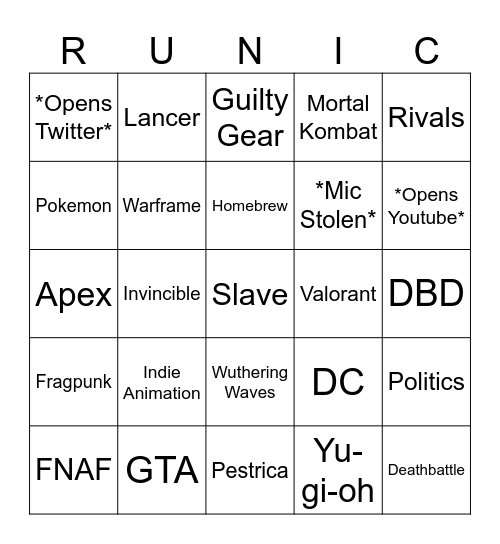 Myst Bingo Card