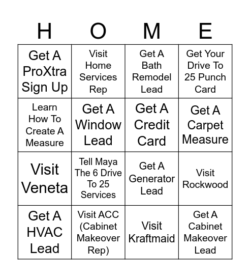 HOME SHOW BINGO Card
