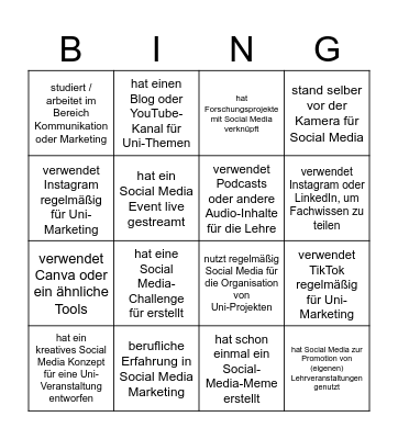 Mach die Bude voll - BINGO Card