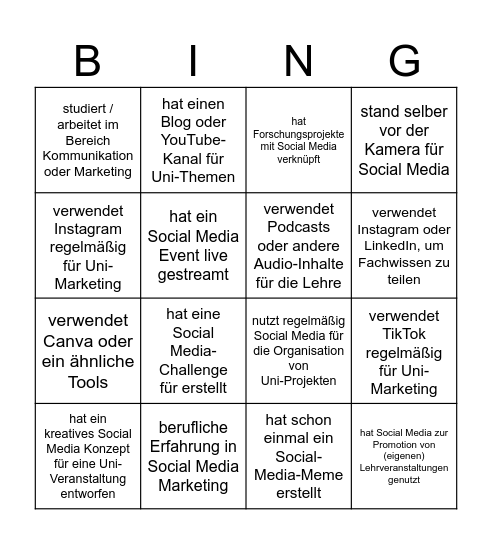 Mach die Bude voll - BINGO Card