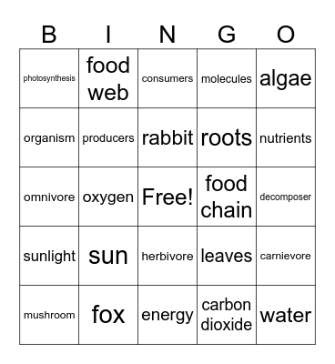 Ecosystem Restoration Bingo Card