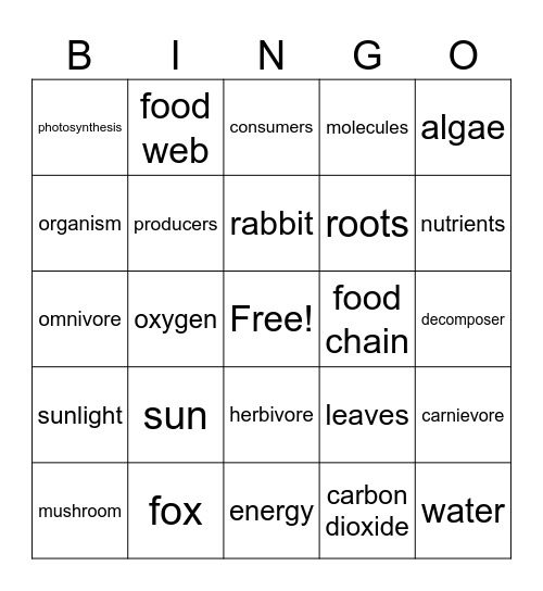 Ecosystem Restoration Bingo Card