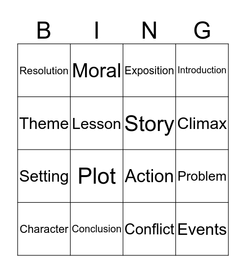 Theme and Plot Bingo Card